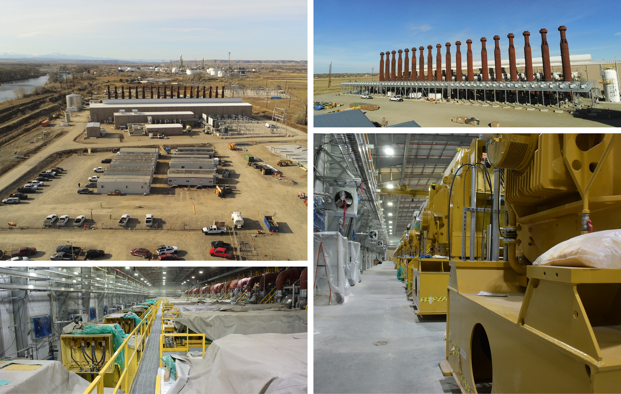 Four photos showing progress on the construction of the Yellowstone County Generating Station